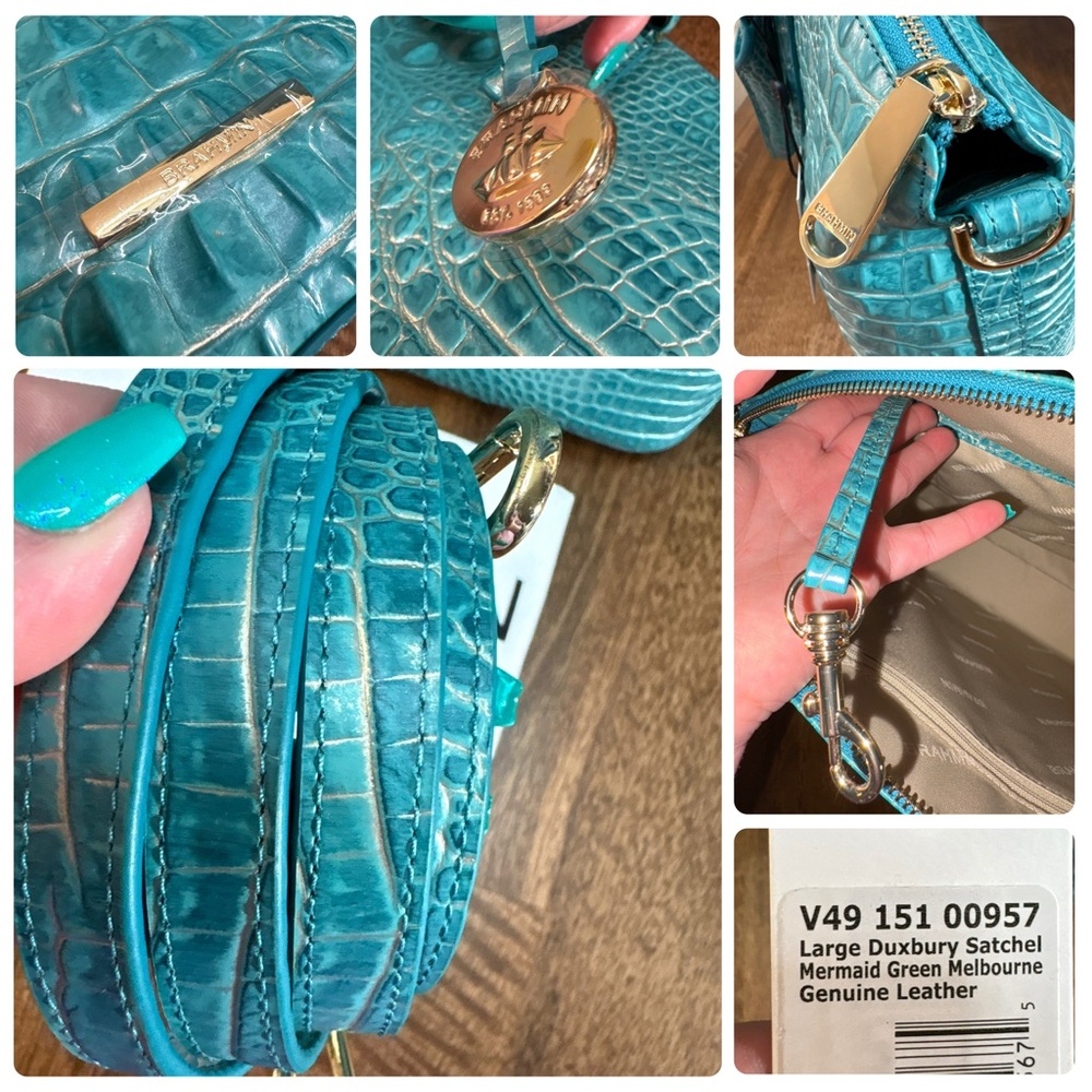 **SOLD**Brahmin NWT Lrg. Duxbury & Veronica - Mermaid Green - PERFECT EYE - Picture 7 of 16